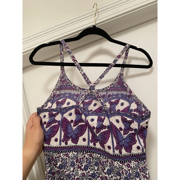 VTG Y2K Butterfly Mini Sun Dress Sz Small  Purple Fairy Boho Ethereal Floral - Picture 6 of 10